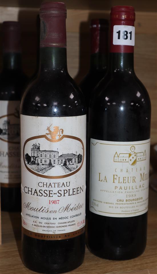 Four bottles of Chateau Chasse - Splien Moulis en Medoc 1987 and two bottles of Chateau La Fleur Milon, Pauillac 1988